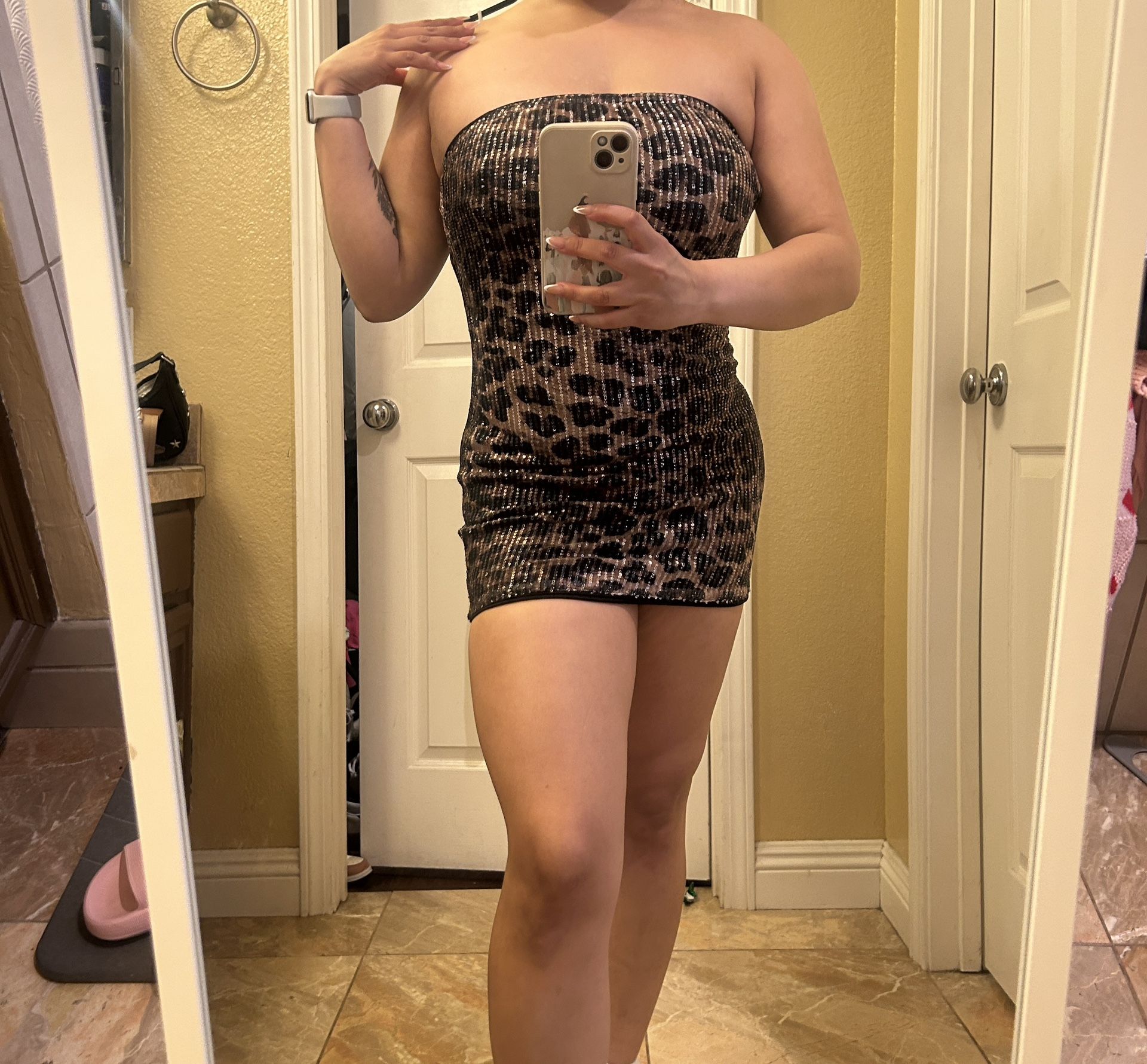 Sequin Cheetah Dress Size S