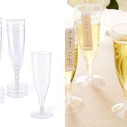 25  Count Pack Plastic Champagne Flutes 5 Oz Clear Plastic Toasting