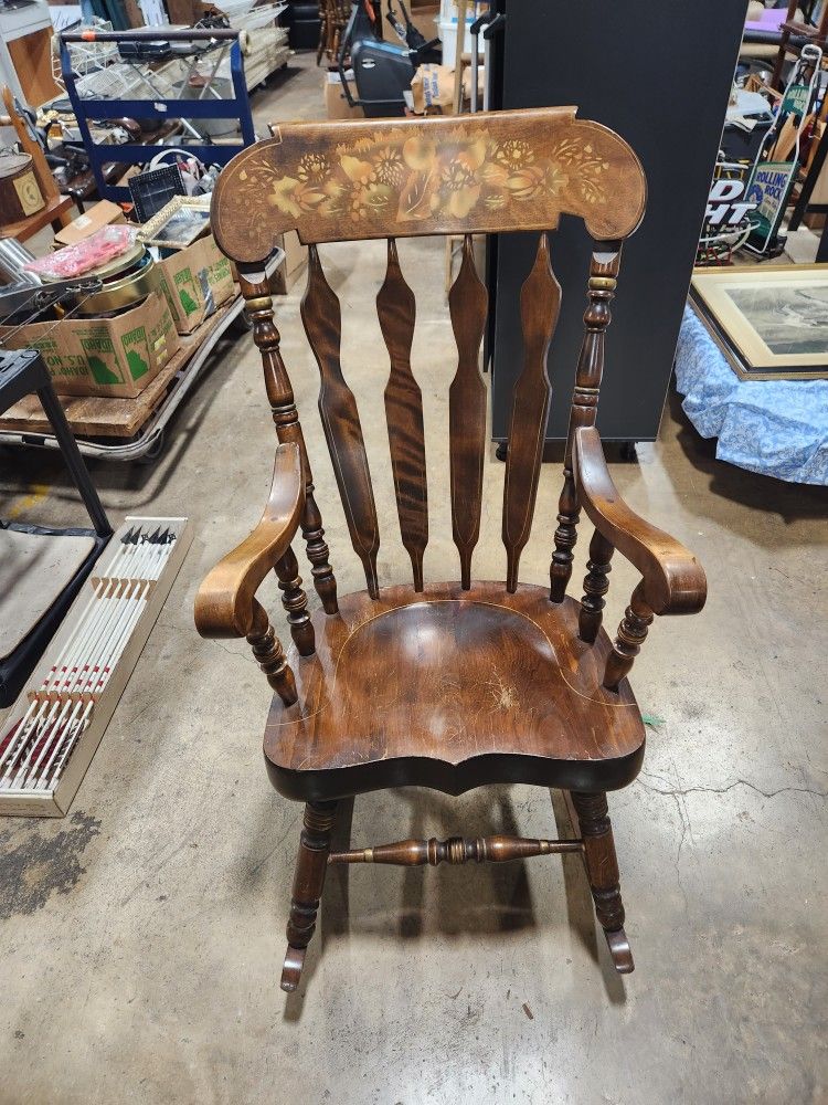 Large Mid-Century Old Tavern Pine Rocker