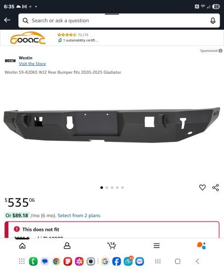 JEEP GLADIATOR/ JEEP WRANGLER REAR BUMPER $250 OBO