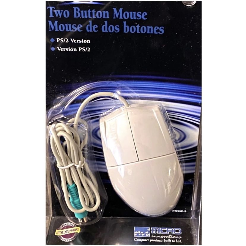 Micro Innovations PS/2 Two Button Comfort Computer Mouse - NEW IN BOX - PD39P-S