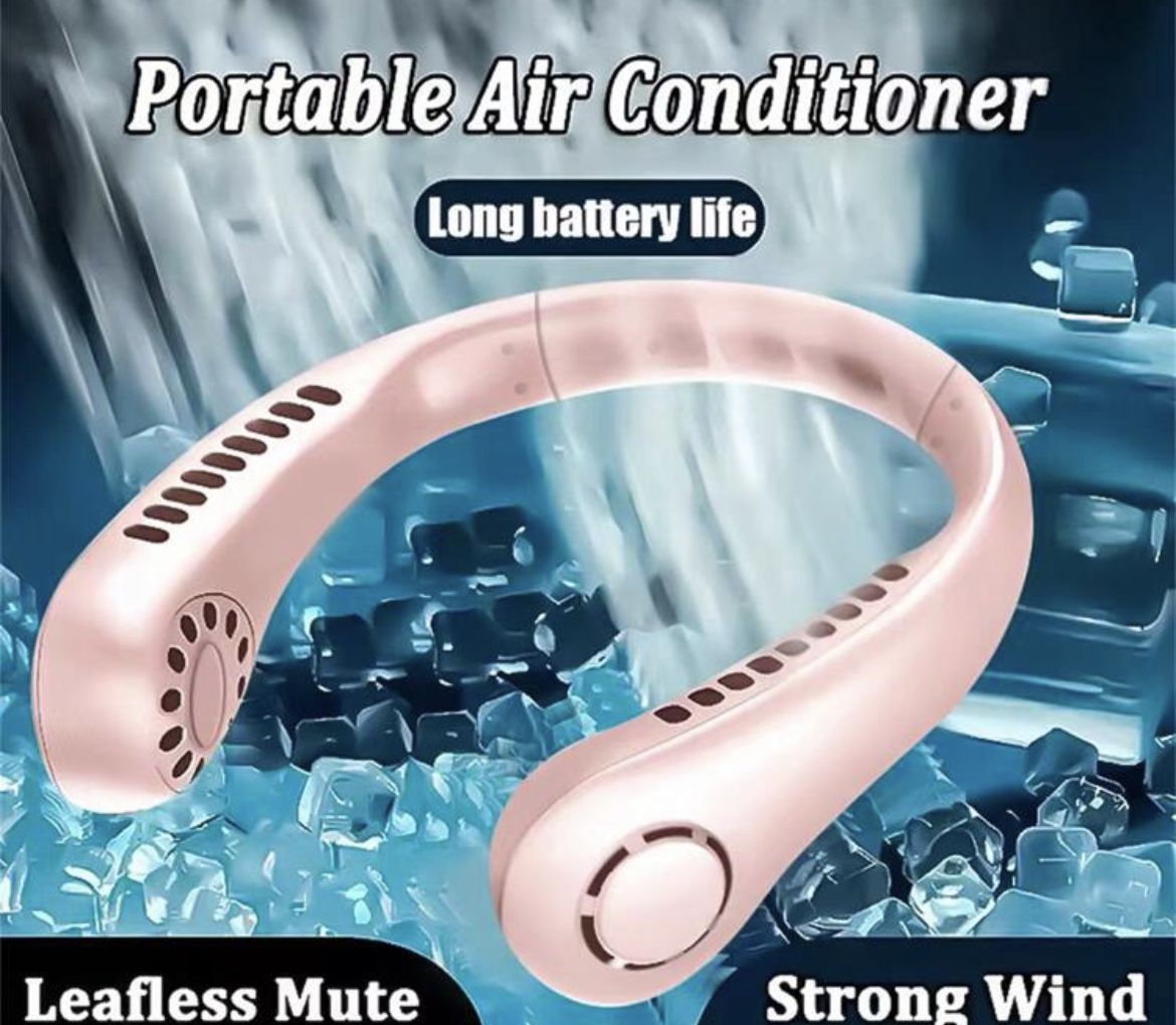 1Pc 2023 New Mini Neck Fan Portable Bladeless Hanging Neck Rechargeable Air Cooler 3 Speed Mini Summer Sports Fans