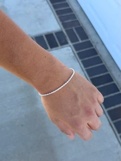 Silver diamond cut rope bracelet 7in