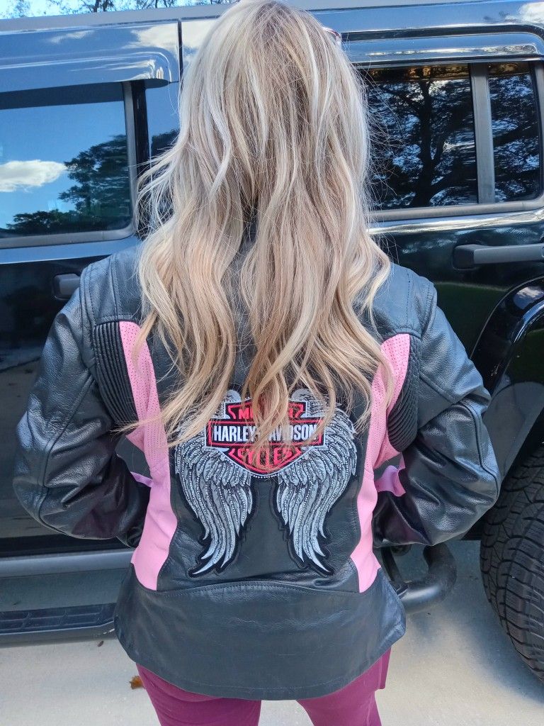 Bilt / Harley-Davidson Black And Pink Leather Jacket