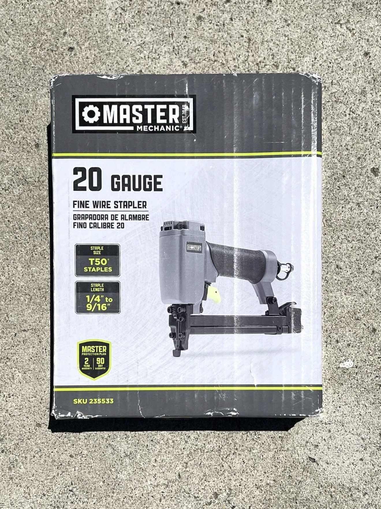 Master Mechanic 20 Gauge Fine Wire Stapler 1/4"-9/16" T50 Staples Durable Tool