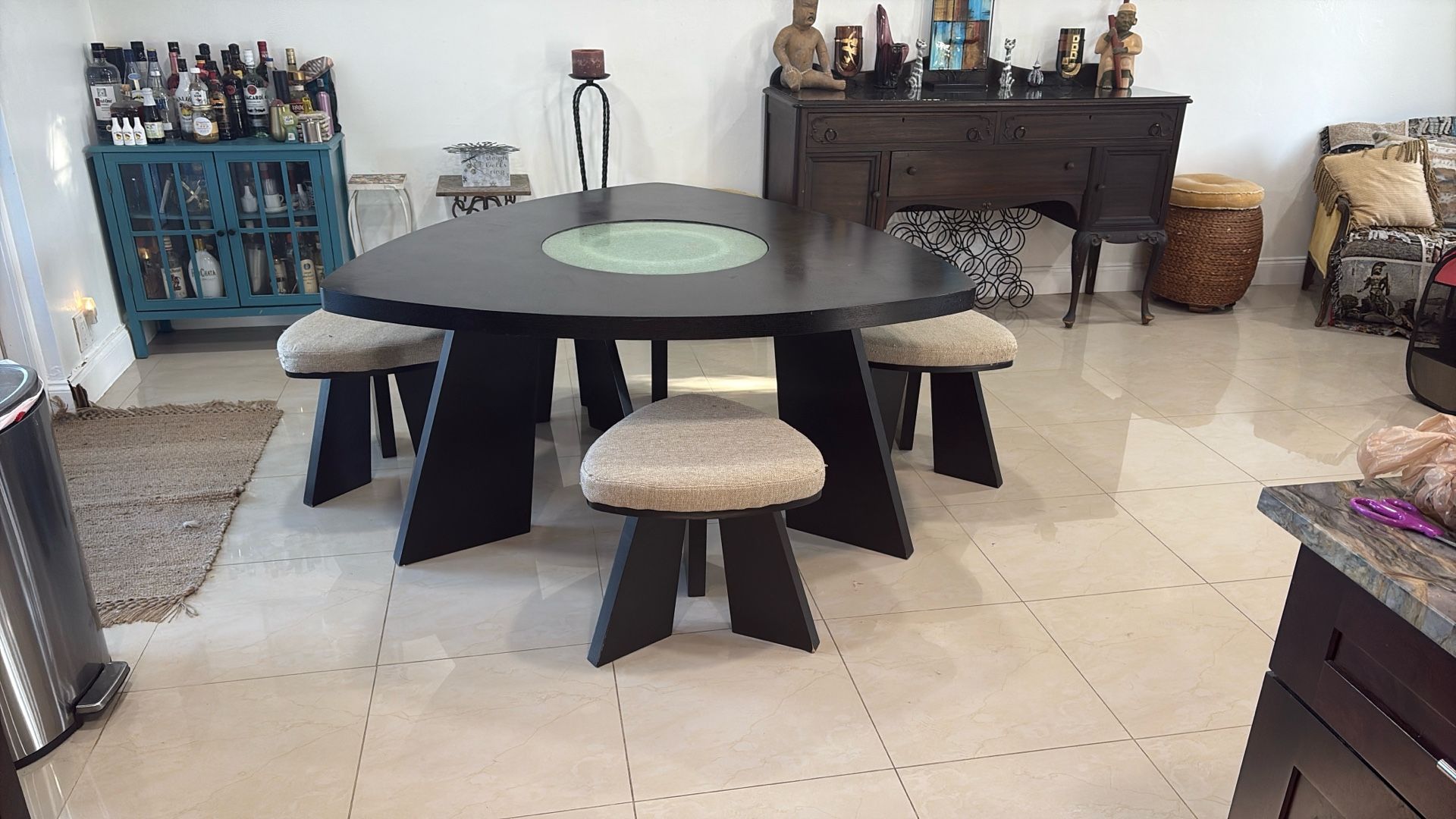 Unique Dining Table With 4 Stools