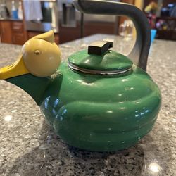  Vintage Kamenstein Duck Tea Kettle Green Duck Whistling Kettle Quackers Duck Head Teapot Cabin Decor Kitchen