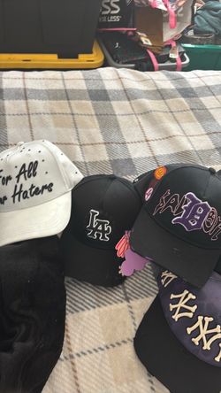 Lot of 4 Graphic Snapback Baseball Caps