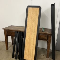 Console Table With Woven Rattan Shelf 