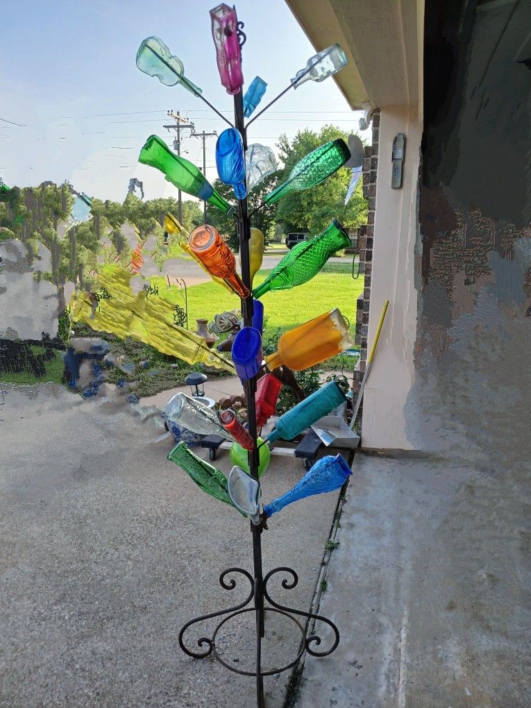 2 WROUGHT IRON BOTTLE TREES