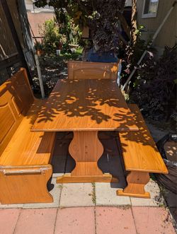 Dining table with bench