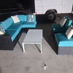 7pc. Patio Furniture Set with umbrella and covers