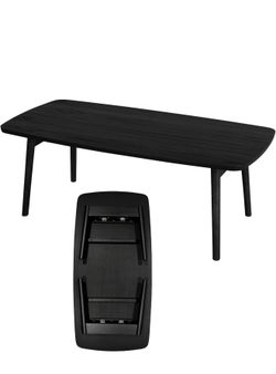 AZUMAYA Folding Legs Coffee Wood Table W41.3xD20.5xH14.0 in Black Wooden Small Space Japanese Style Floor Seating Living Room SGS-229BK