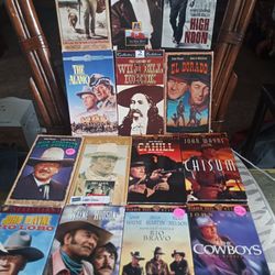 Western VHS Movies Collection, John Wayne, Wild Bill, Gary Cooper, Excellent Condition 