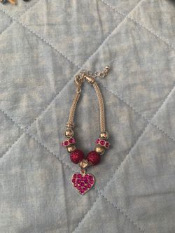 Pink heart charm bracelet