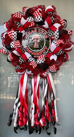 Texas Tech University Decorative Wreath with Ribbon Skirt