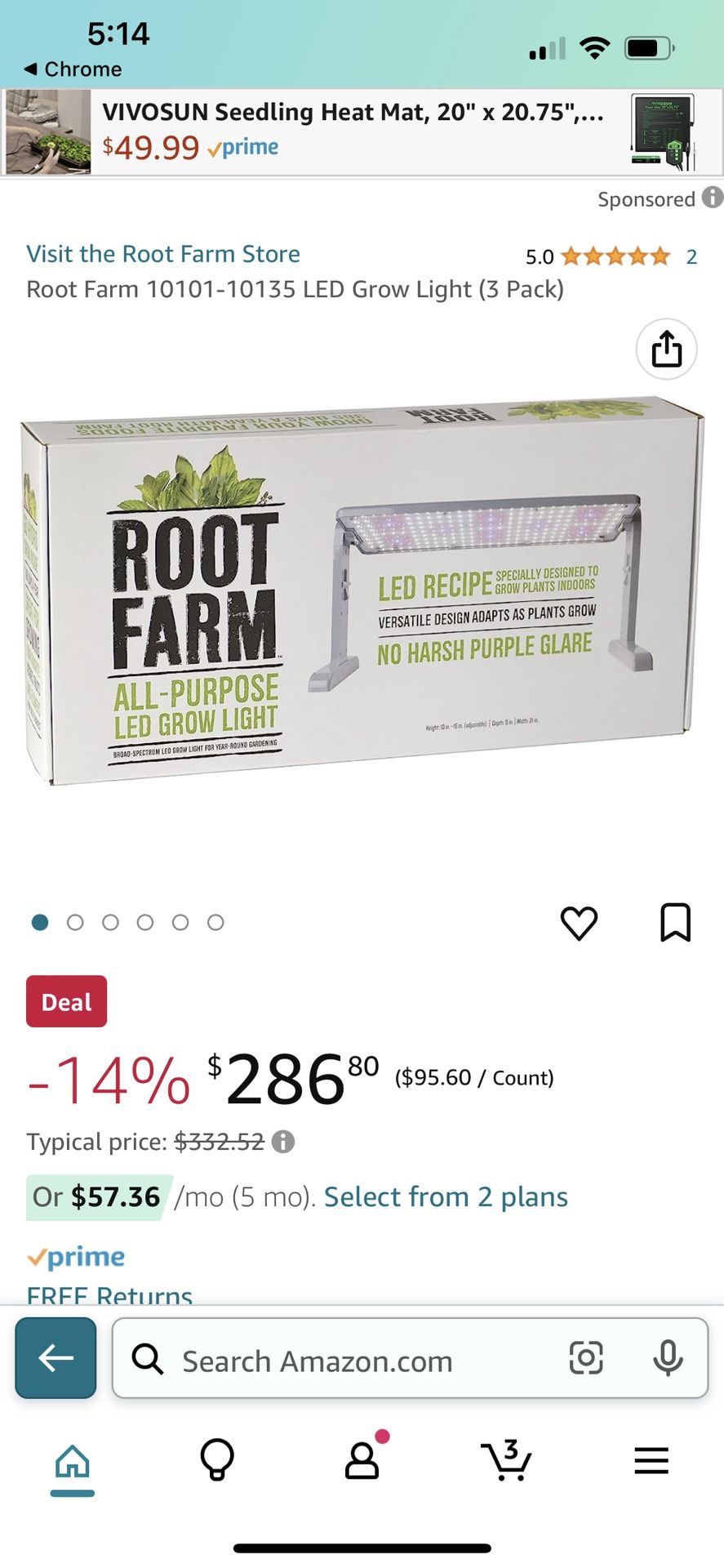 Root farm grow light