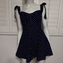New medium blue heart short retro sailor pin up rockabilly vintage emo dress min