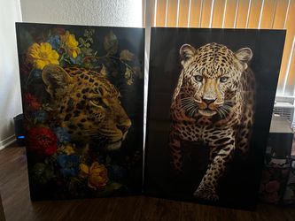 Leopard wall art set