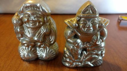 Pair of 3" heavy cast buddas