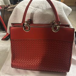 Red Woven Handbag