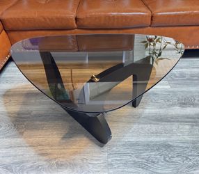 Coffee Table for Living Room Mid Century Modern Center Table with Glass Top and Wood