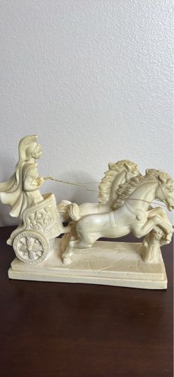 Vintage A Santini Roman Gladiator Chariot Statue