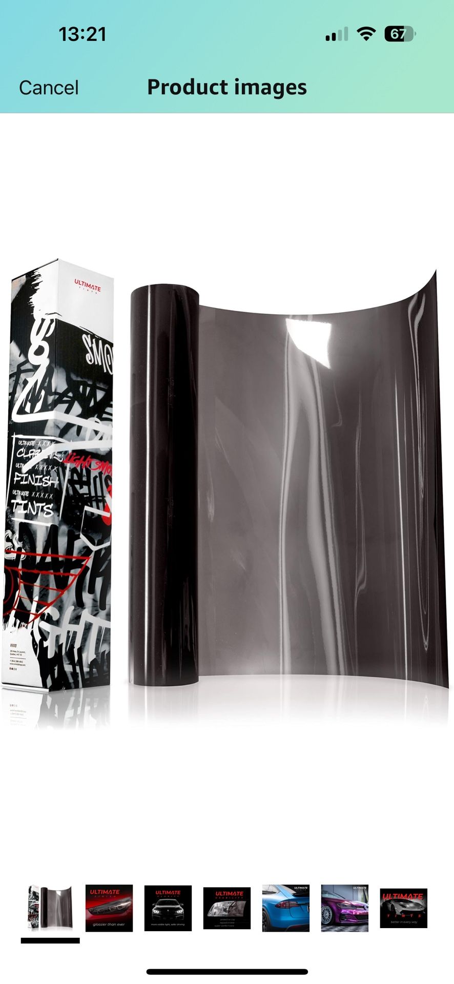 B113 VViViD+ Ultimate Headlight Taillight Tint Vinyl Wrap (16" x 10ft, Light Smoke)