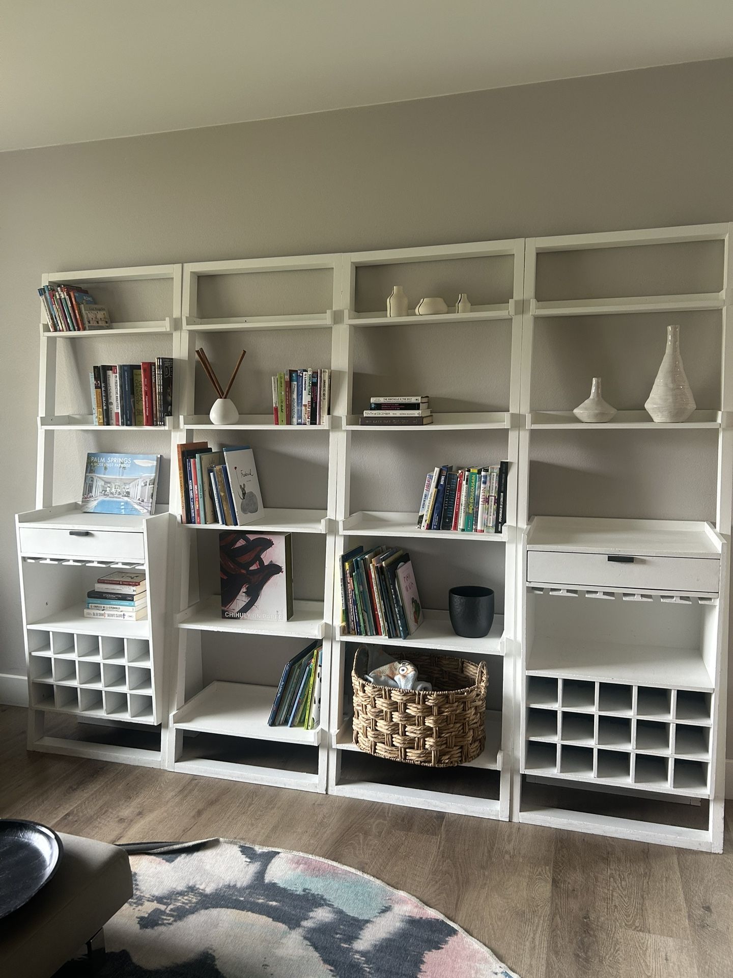 4 Bookshelves Unit Painted White