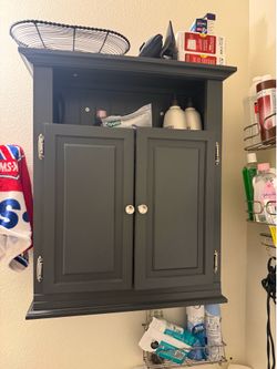 dark gray, wall-mounted bathroom cabinet