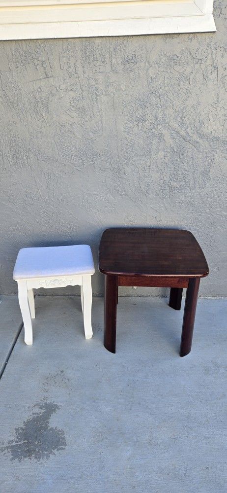 Makeup Desk Stool & Side Table. Both For $20.