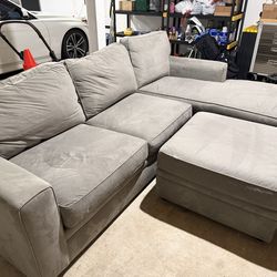 Pottery Barn Pearce Chaise Sofa w/ Ottoman