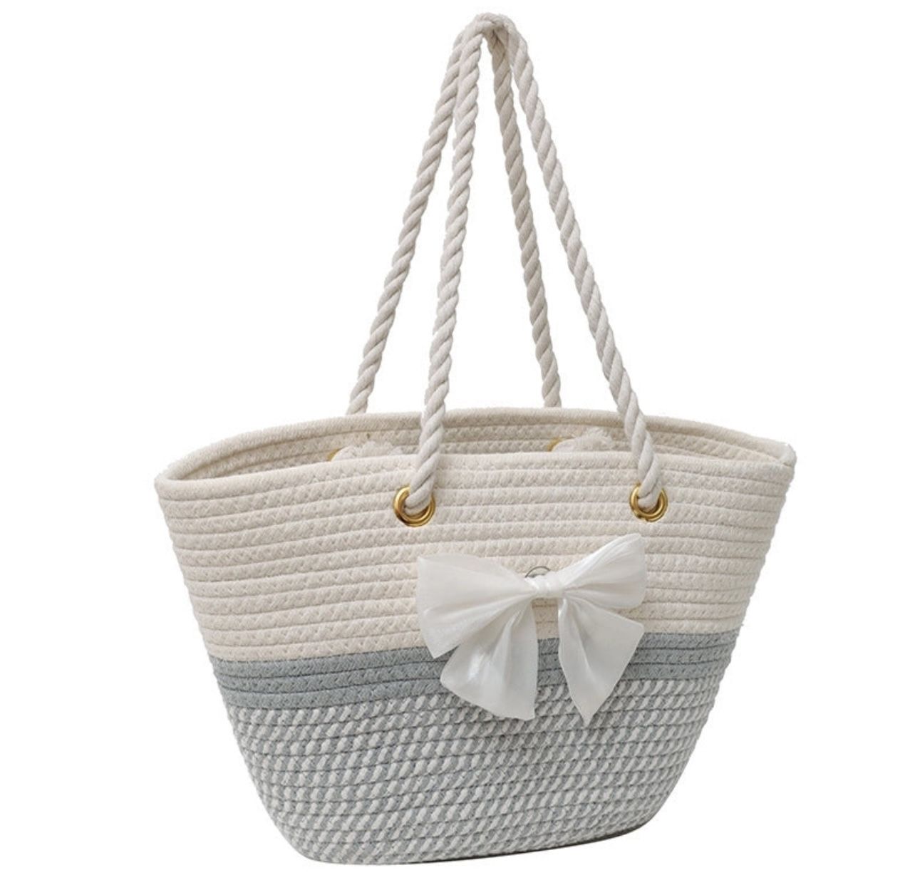 Women's Large All Seasons Straw Color Block Streetwear Square Open Shoulder Bag Tote Bag Bucket Bag