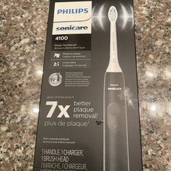Black Philips Sonicare 4100 Power Toothbrush, Rechargeable Electric Toothbrush with Pressure Sensor