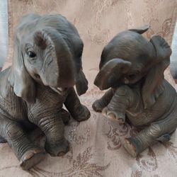 Statue Ornament Elephants x2 By Leonardo Collection 30 Lbs