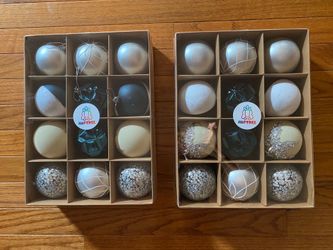 Silver Blue Velvet Baubles for Christmas Tree Decorations (24 balls)
