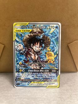 Non TCG Pokemon Luffy & Pikachu Gx Tag Team Fan Art Card