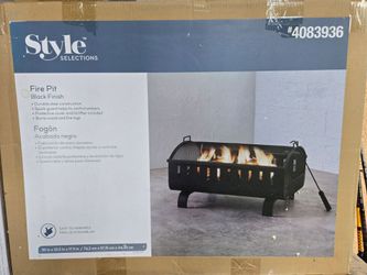 BRAND NEW Style Selections 30" Wide Steel Rectangle Wood Burning Fire Pit