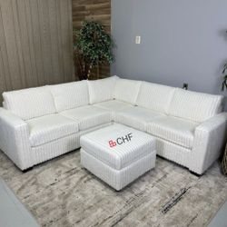 4 Piece Corduroy Sectional Sofa With Ottoman  - Limited Time Offer 