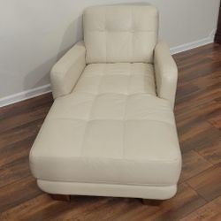 Genuine Italian Leather Chaise Lounge Chair 