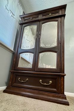 Vintage 1960s Bassett Wood Tallboy Cabinet