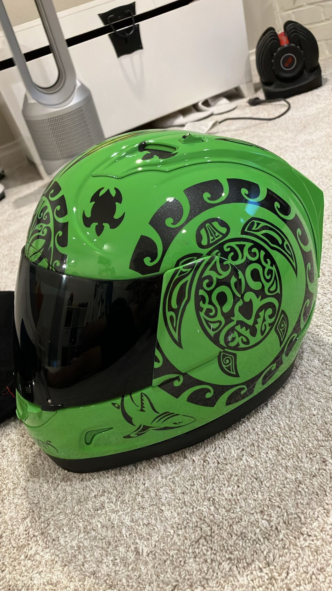 Medium Custom Motorcycle Helmet - Kawasaki Green