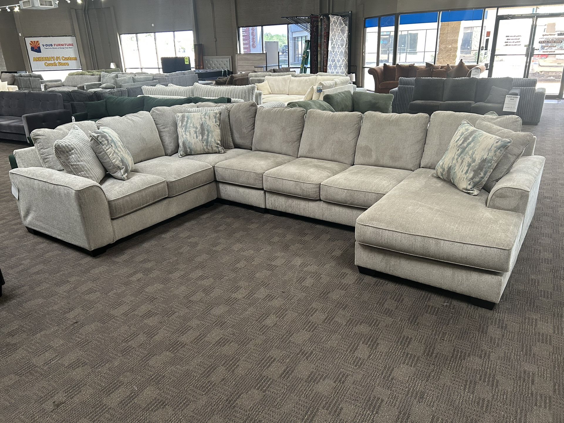 Large Taupe Gray Deep Comfy Sectional 