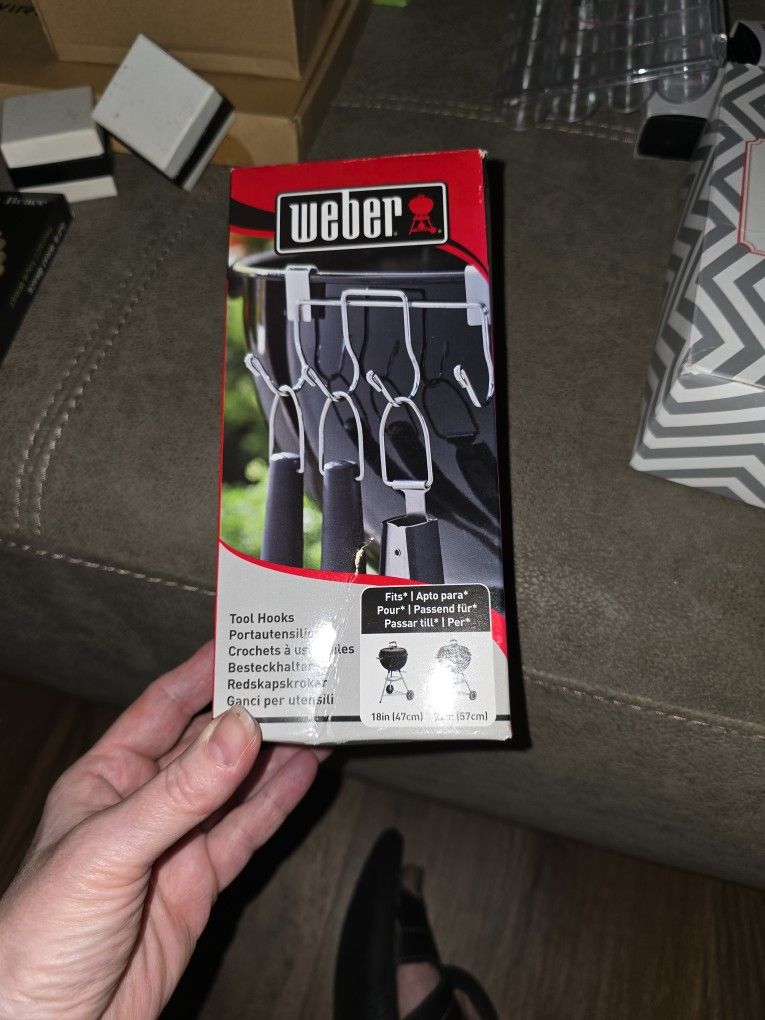 Grill Tool Holder for Weber Stainless Steel Cutlery Fits for 18.5" & 22.5" Weber Kettle Grill Holders Charcoal Grills,Hooks for Hanging Tools On BBQ