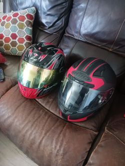 2 motorcycle helmets  size large