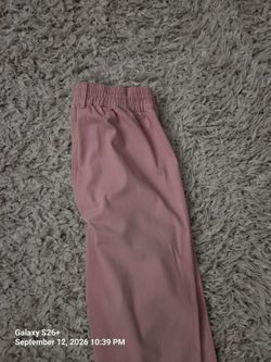 Pink Elastic Waist Casual Pants