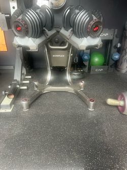 Bowflex Rack and Dumbbells