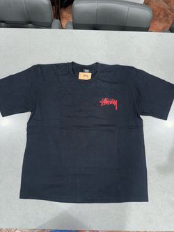 Stussy Black T-Shirt with Red Logo