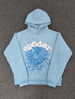 Sp5der Light Blue Web Hoodie