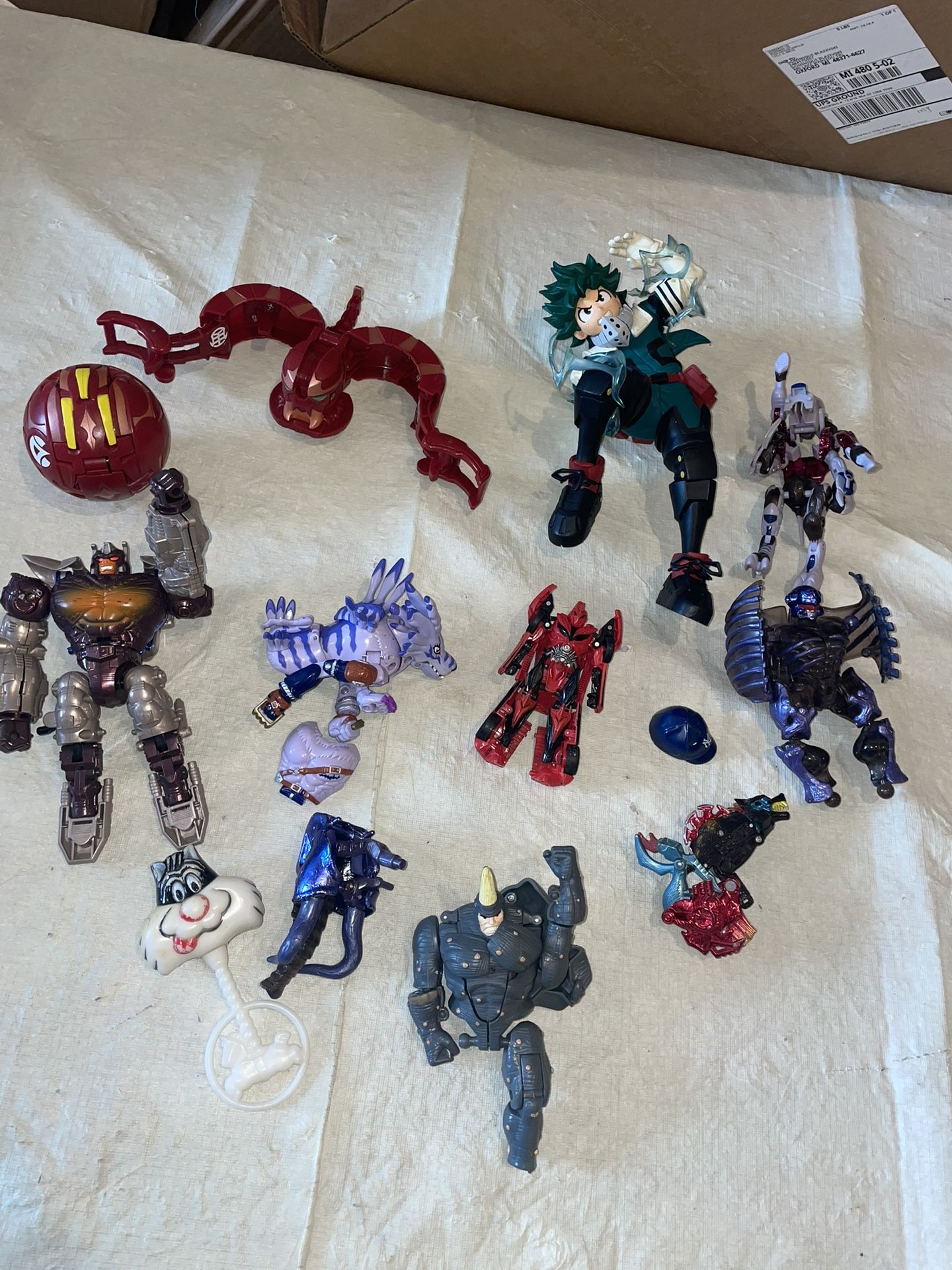 Vintage toy action figure lot for parts, transformers beast wars Dragon Ball rhino look